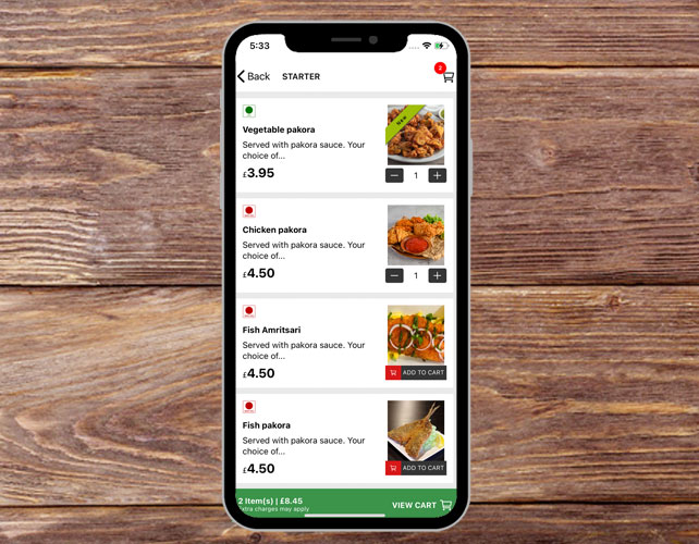 Indian Takeaway Buffet Restaurant Booking App