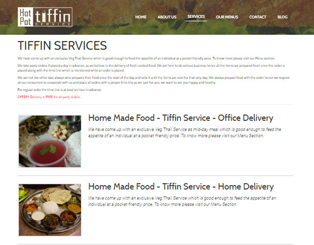 Tiffin Service Website