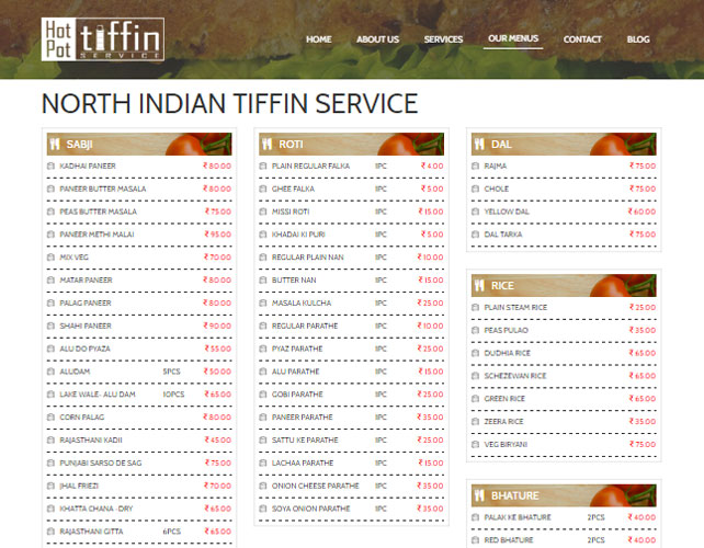 Tiffin Service Website