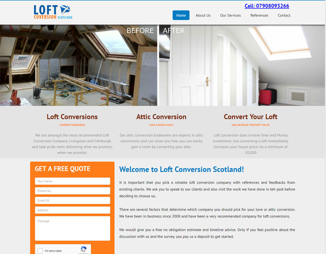 Loft conversion services Website Design
