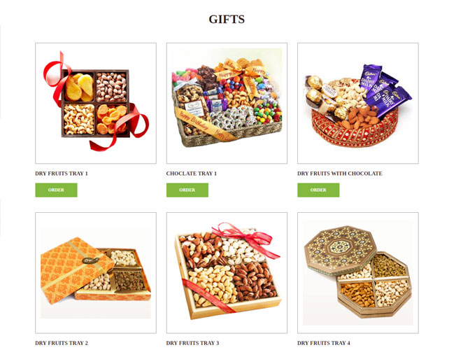Dry fruits and chocolate gift shop website design