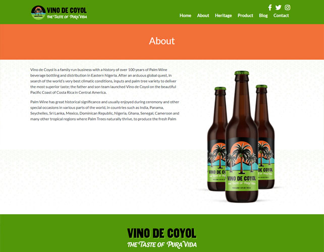 Palm Wine Website Design