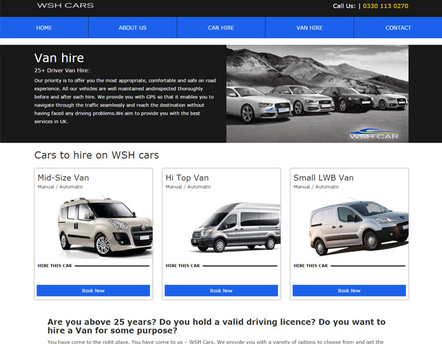 Vehicle Rentals Business Website