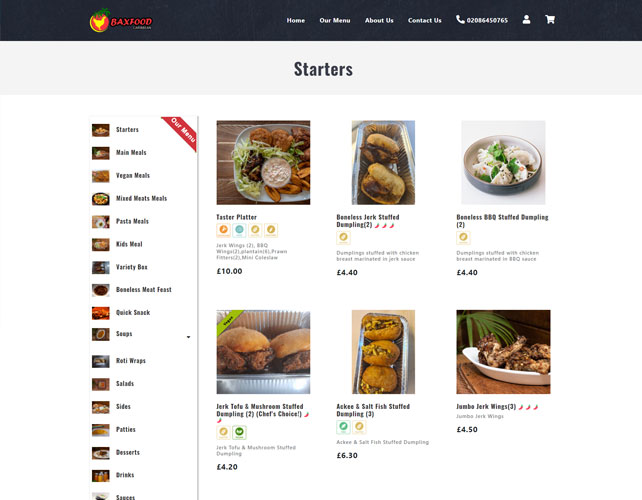 Baxfood Caribbean Website Design