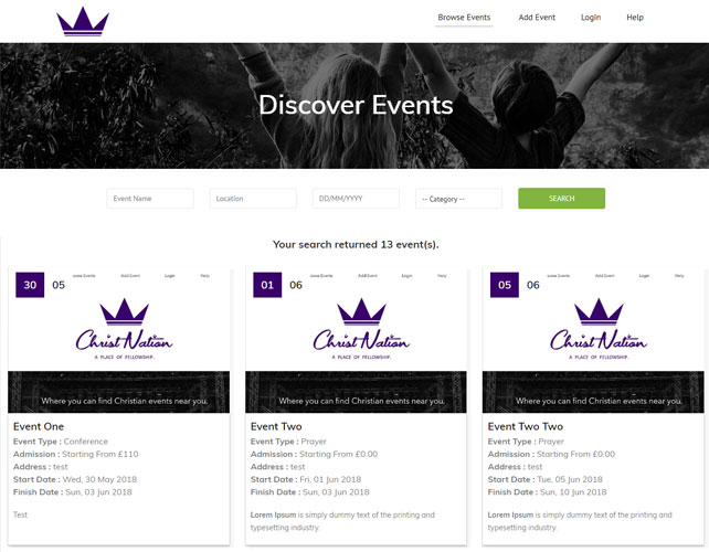 Events Website