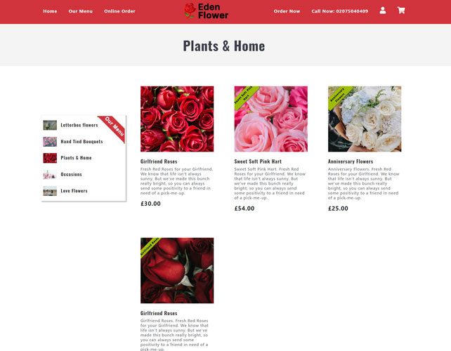 Eden Flower Website Design