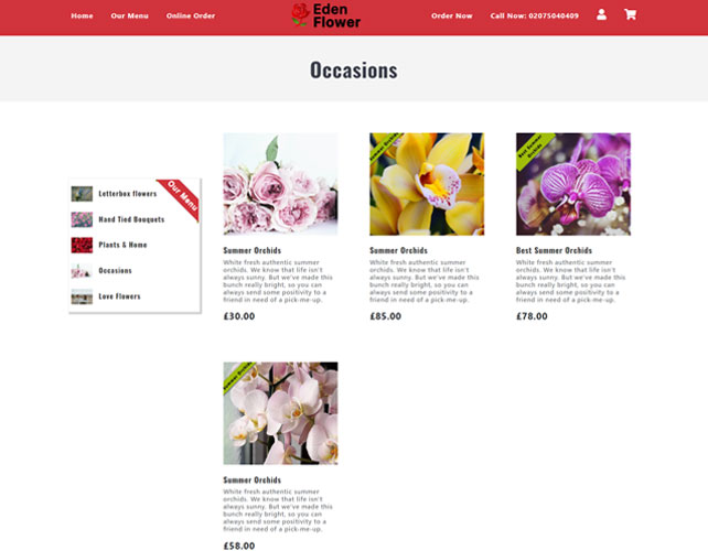 Eden Flower Website Design