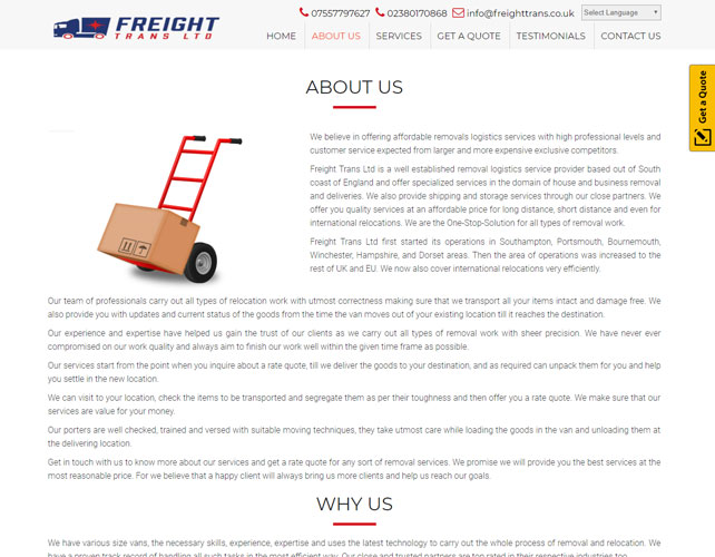 Removals logistics services Website