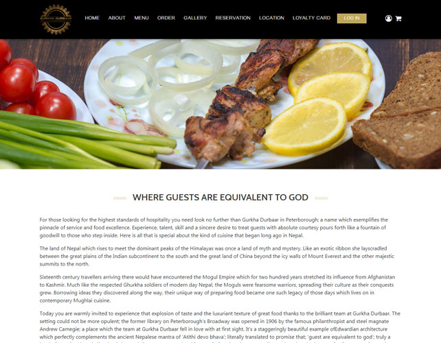 Nepalese and Indian Restaurant Website