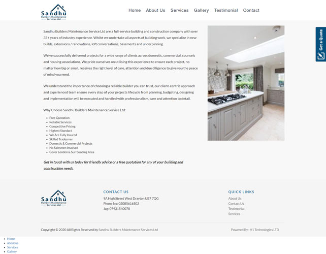 Sandhu Builders Website Design