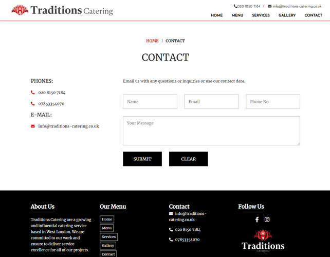 catering Website Design