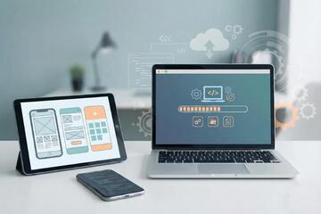 Business app interface illustrating app development