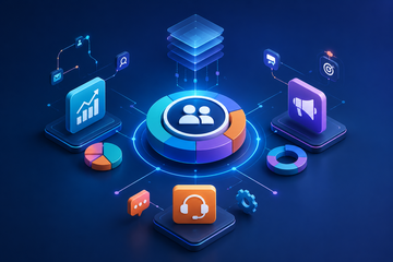 CRM Development platform connecting sales, marketing and customer support teams through centralised customer data management