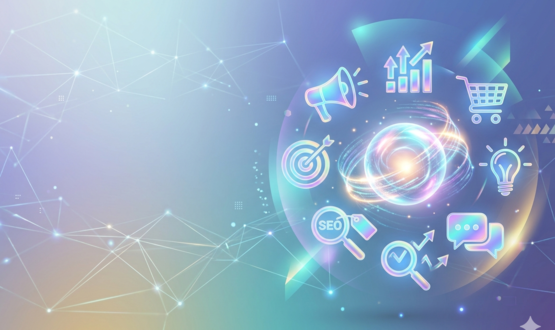 digital marketing strategies illustration showing growth, ads and analytics elements