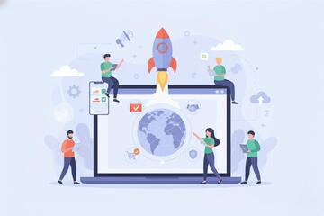 Global web development team launching project