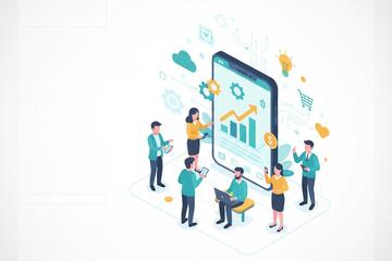 Mobile app development illustration for business growth