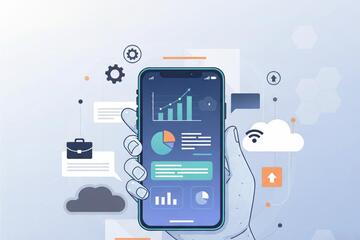 Modern business focused mobile app development illustration
