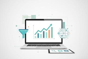 Modern digital marketing strategy with laptop analytics