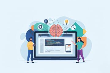 Responsive web development and coding concept